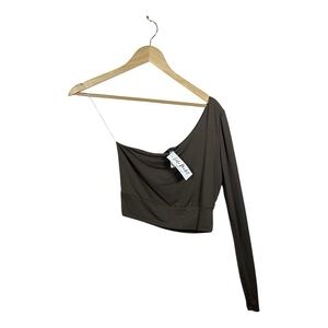 NWT Final Touch Asymmetrical One Sleeve Modal Blouse in Brown Size M
